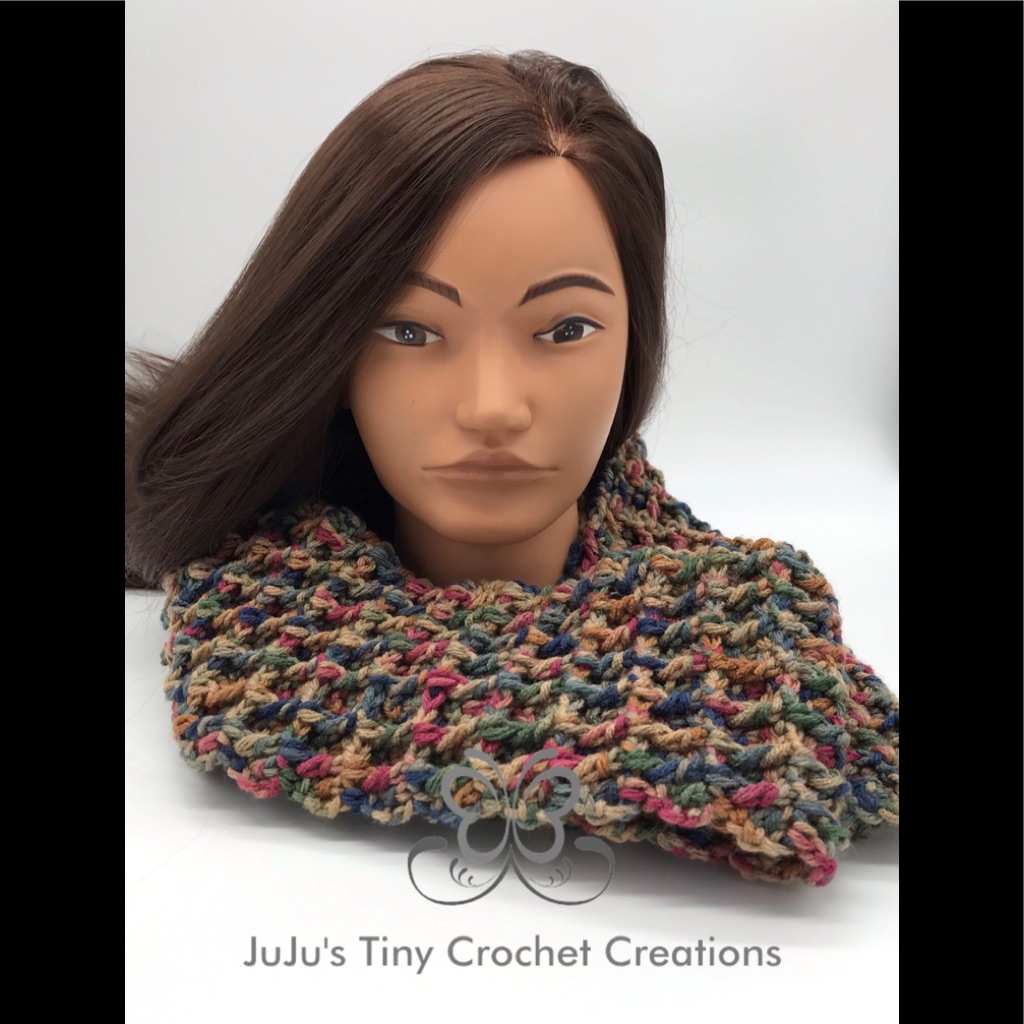 Super Soft Warm Long Fall Autumn Scarf Variegated Waffle Stitch Crochet Knit
